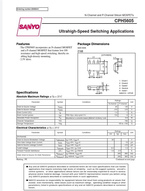 Cph5603 Sanyo Transistor Guaranteed Trusted IMPOCHIPS